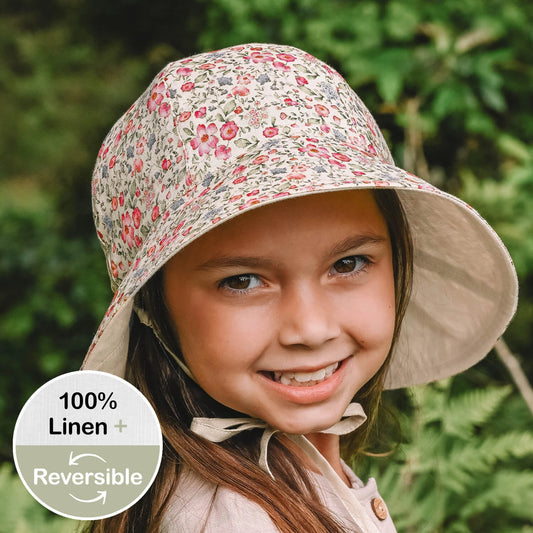 Bedhead hats 'Wanderer' Panelled Bucket Sun Hat Francesca -   100% LINEN, REVERSIBLE & UPF50+ EXCELLENT PROTECTION