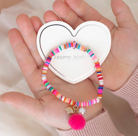 Lauren Hinkley Rainbow Bracelet with Pom Pom and Pearl