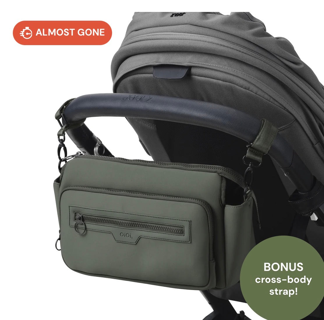 OiOi Multitasker Pram Caddy 2.0 - Sage Neoprene