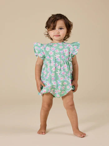 Goldie + Ace Daisy Patch Lani Romper Moss