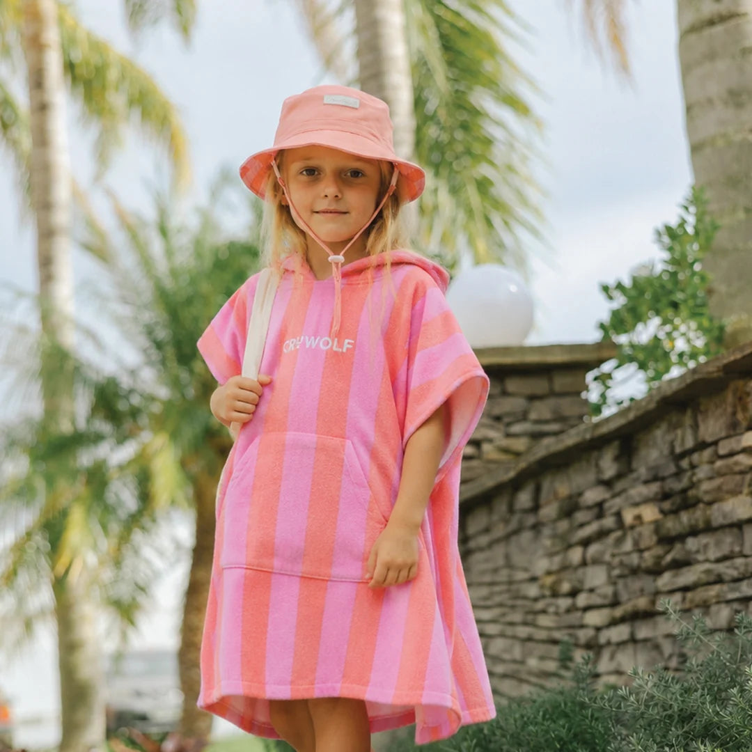 Crywolf Swimwear HOODED TOWEL Flamingo Stripe
