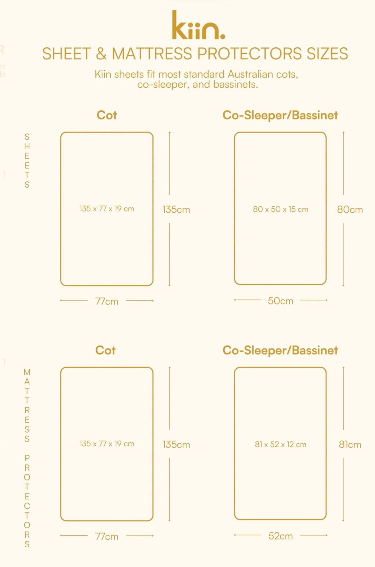 Kiin Baby Cotton & Bamboo Fitted Bassinet/ Co Sleeper Sheet Oat