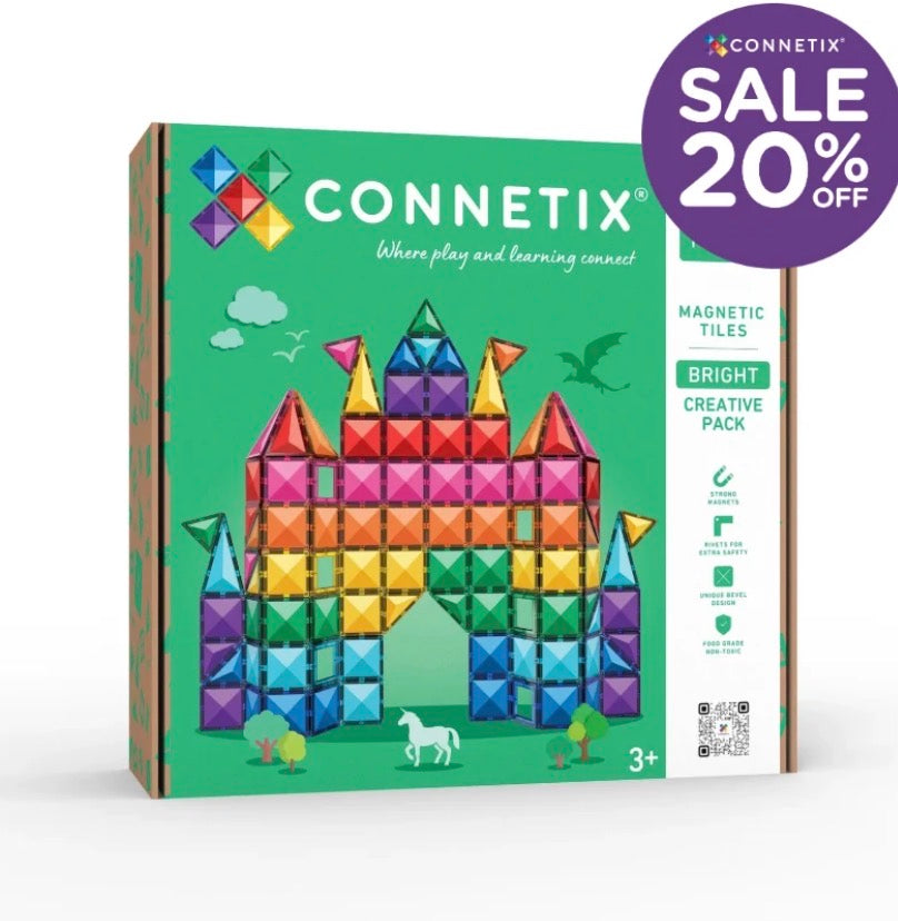 Connetix Magnetic Tiles Bright Creative Pack 104 pc - Stock arriving this week dm Nadene