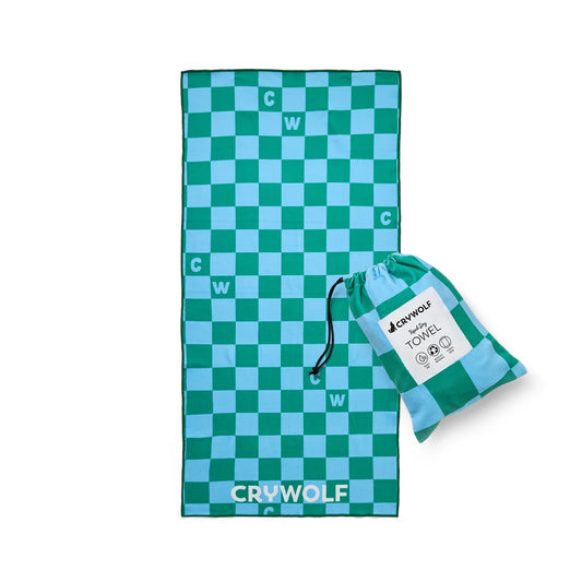 Crywolf Swimwear RAPID DRY TOWEL Sea Green Check