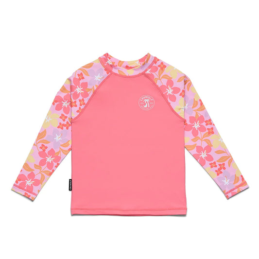 Crywolf Swimwear LONG SLEEVE RASH VEST Hibiscus Daze