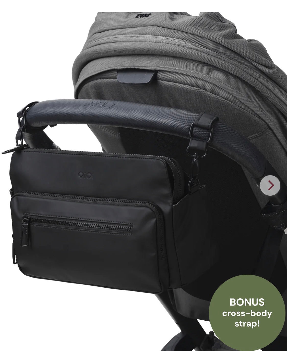 OiOi Multitasker Pram Caddy - Black Weatherproof