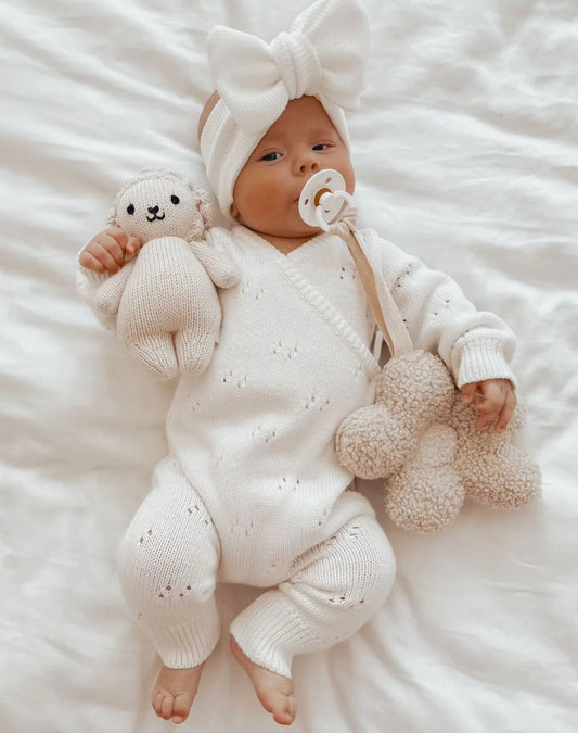 Petite and Co Pointelle Long Romper Milk