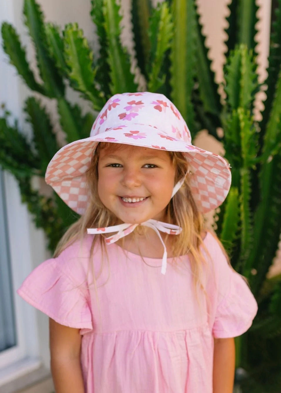 Acorn Kids Sunhats Coral Bloom Reversible Wide Brim Sunhat