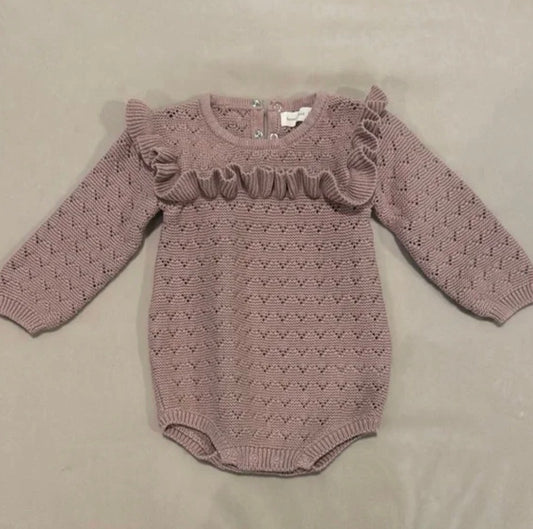 Quincy Mae Bodysuit Pointelle Knit Mauve