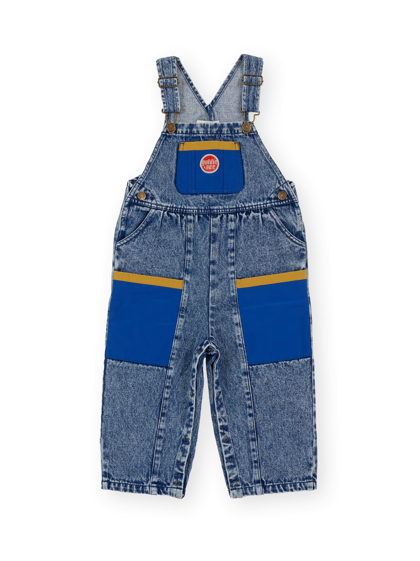 Goldie + Ace Austin Colour Block Vintage Denim Overalls Dark Denim
