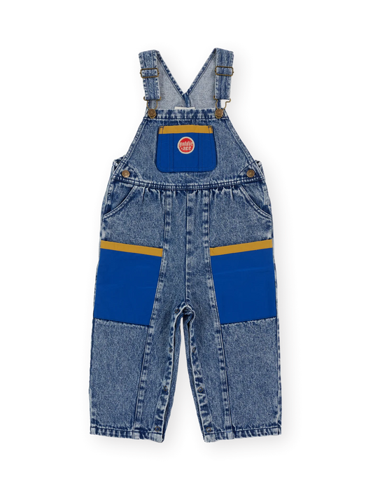 Goldie + Ace Austin Colour Block Vintage Denim Overalls Dark Denim