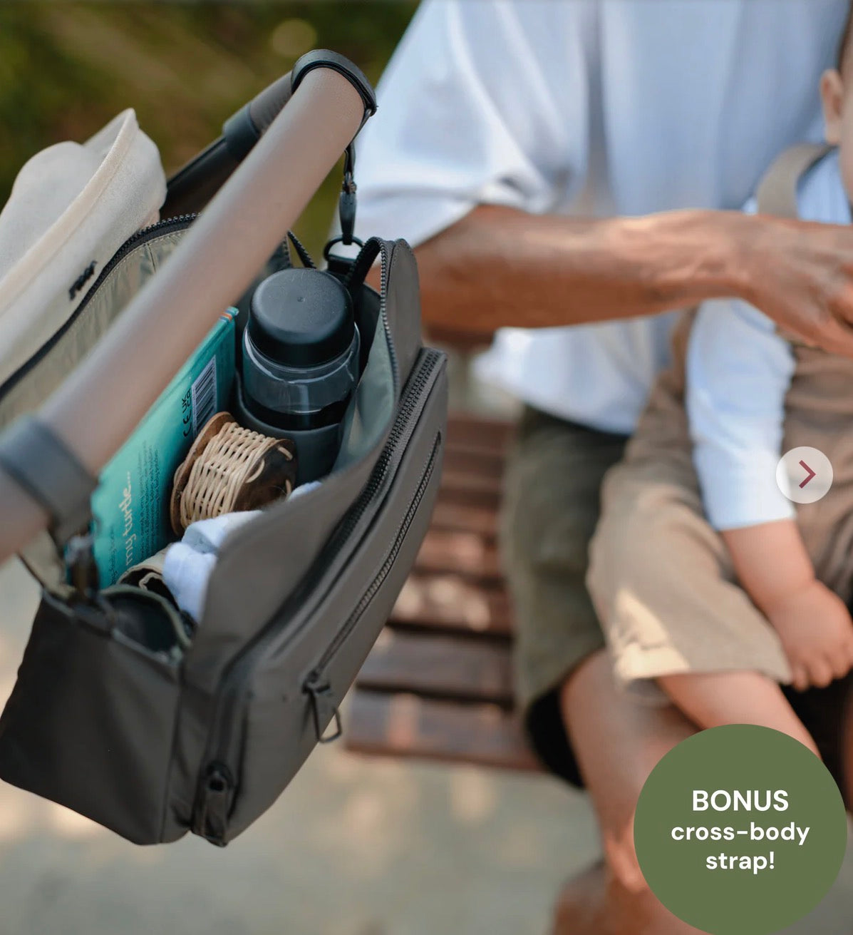 OiOi Multitasker Pram Caddy - Black Weatherproof
