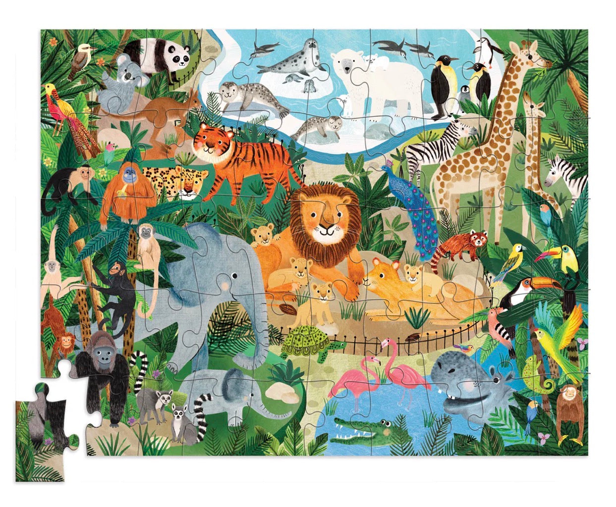 Crocodile Creek Mini Puzzle 50pce - At The Zoo