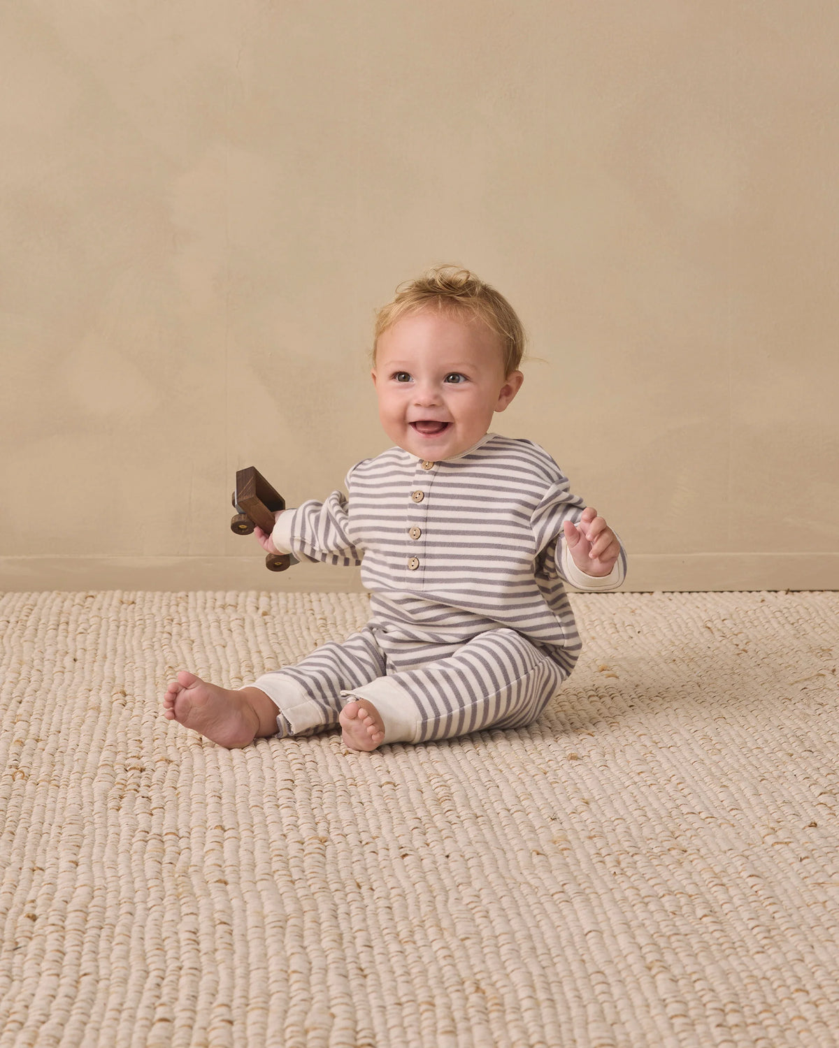 Quincy Mae Relaxed Jumpsuit Slate Stripe