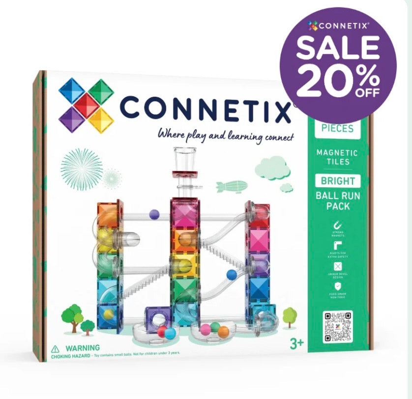 Connetix Magnetic Tiles Ball Run Bright Pack 114 pc - Stock arriving this week dm Nadene