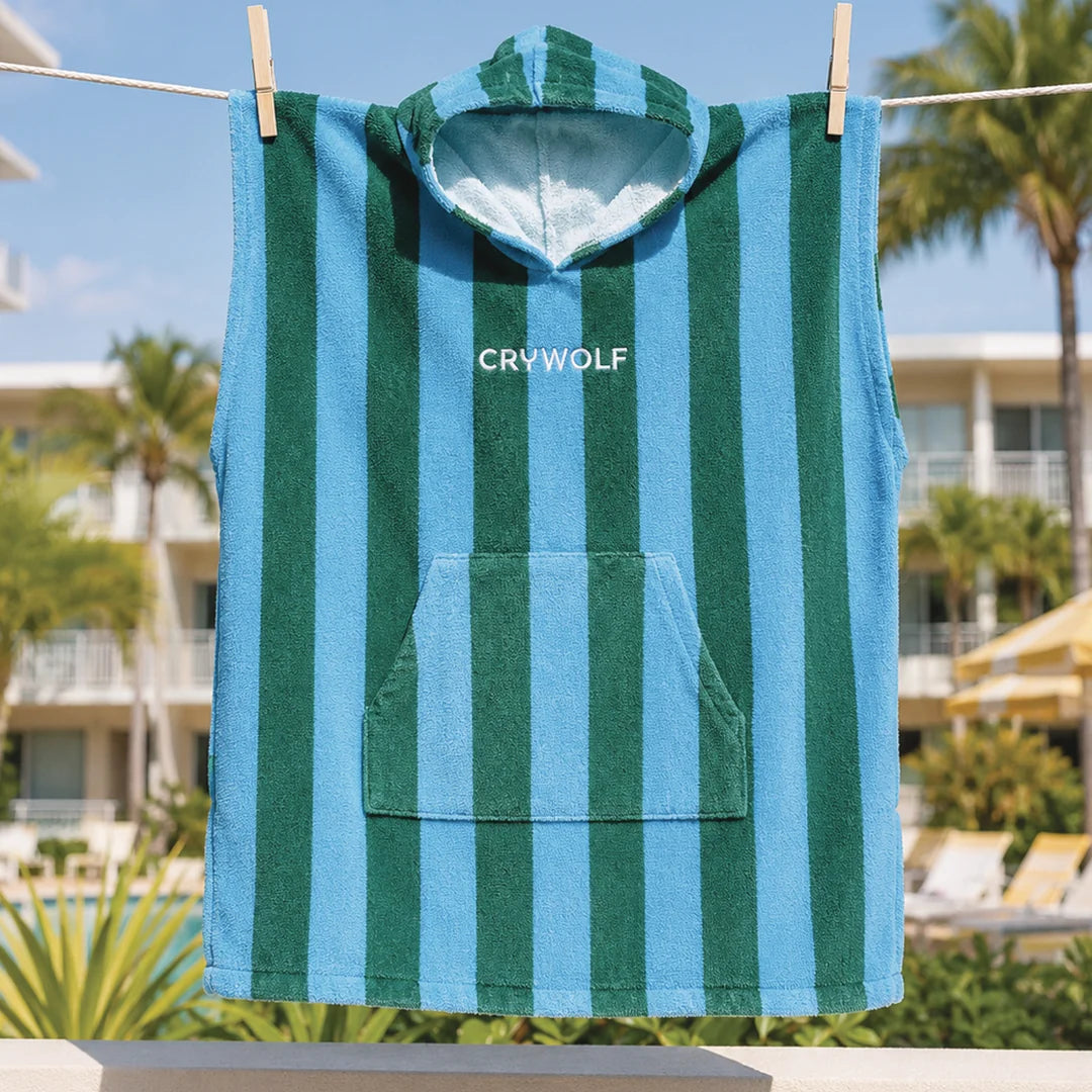 Crywolf Swimwear HOODED TOWEL Deck Stripe