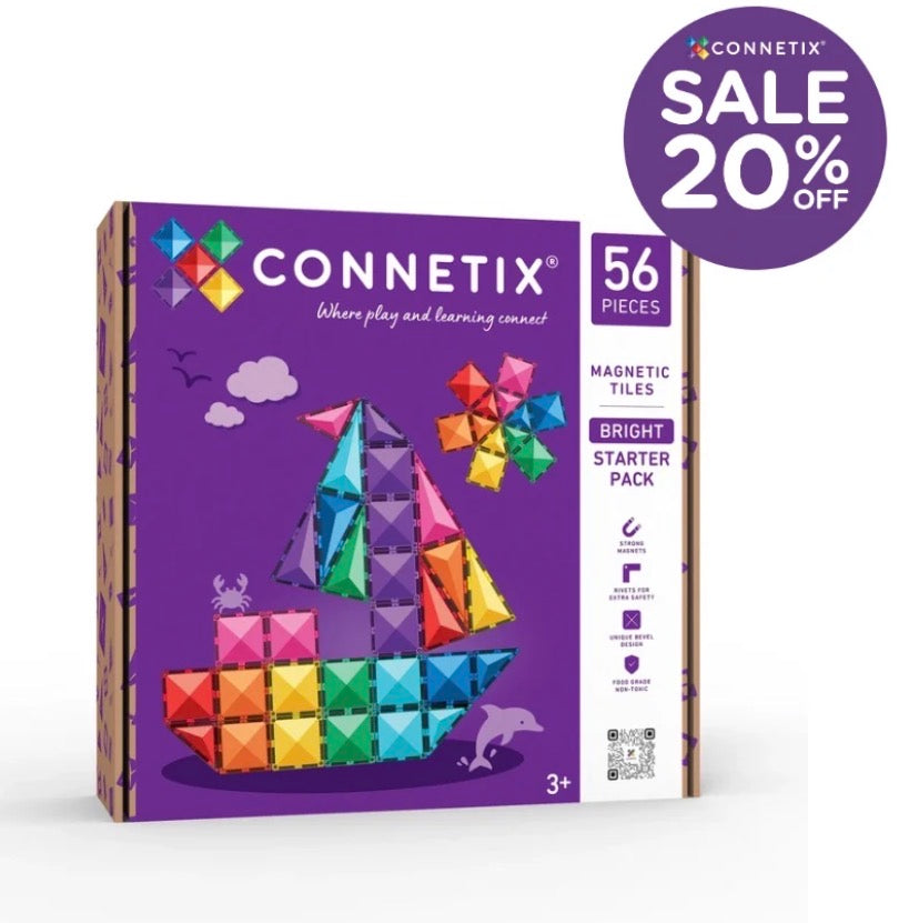 Connetix Magnetic Tiles Bright Starter Pack 56 pc- Stock arriving this week dm Nadene
