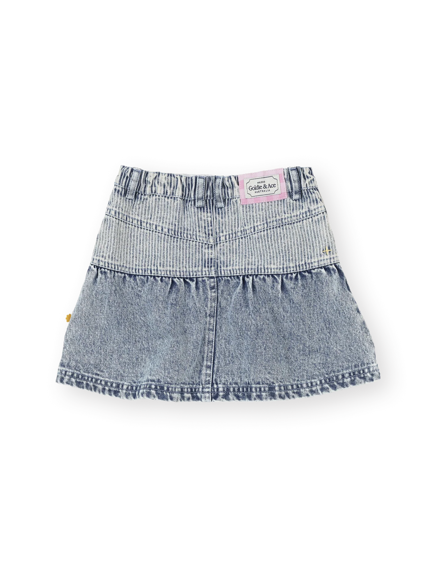 Goldie + Ace Pinstripe Peplum Denim Skirt Light Denim