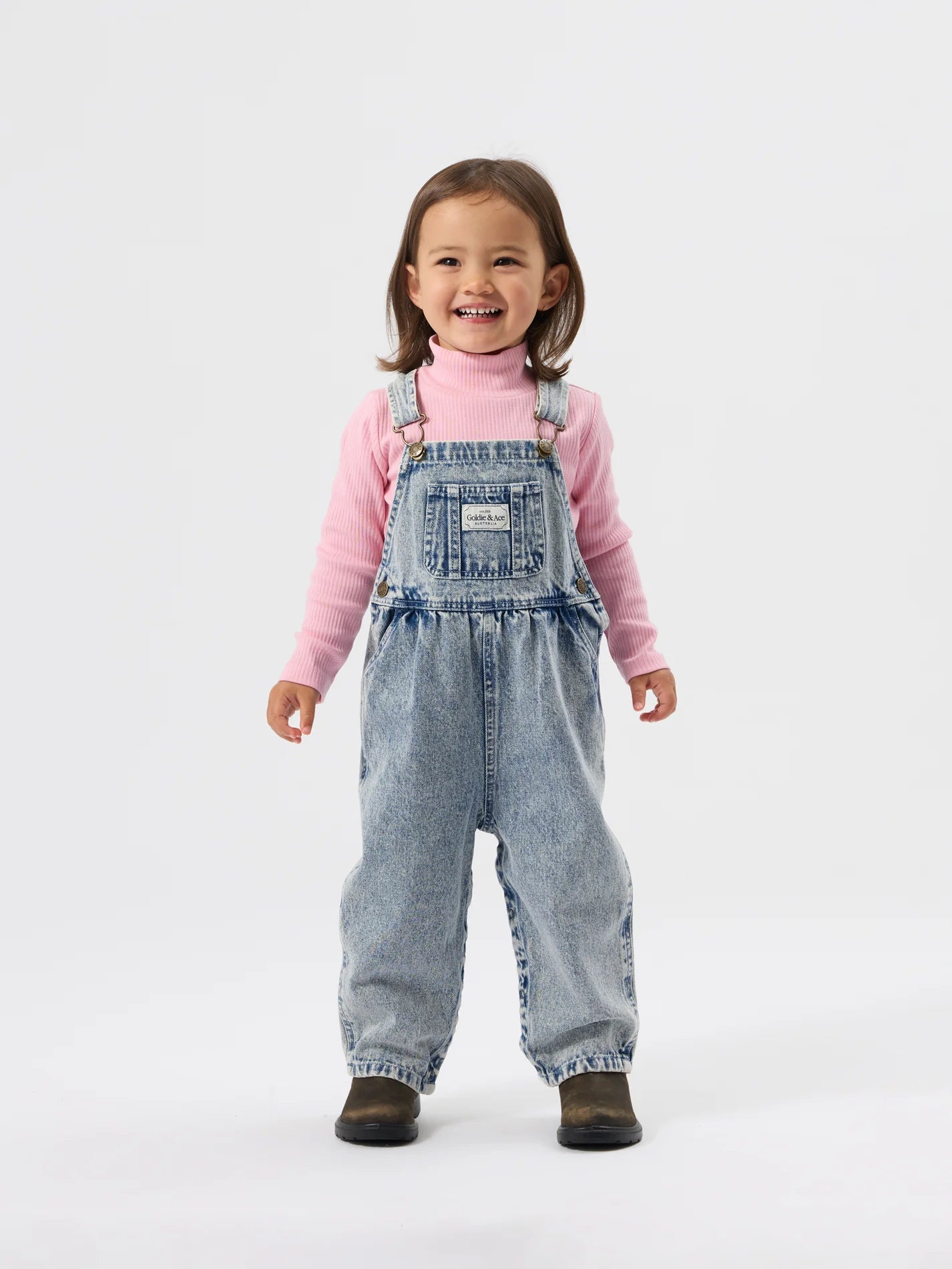 Goldie + Ace Austin Vintage Washed Light Denim Overalls
