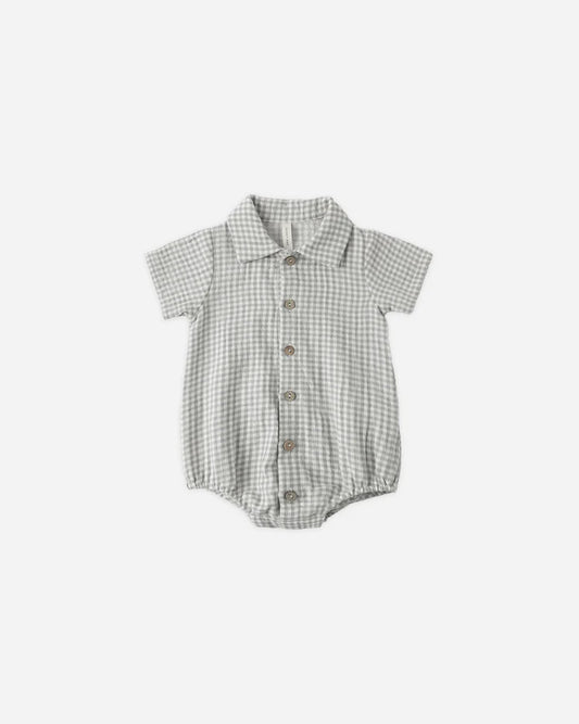 Quincy Mae Romper Matteo Sage Gingham