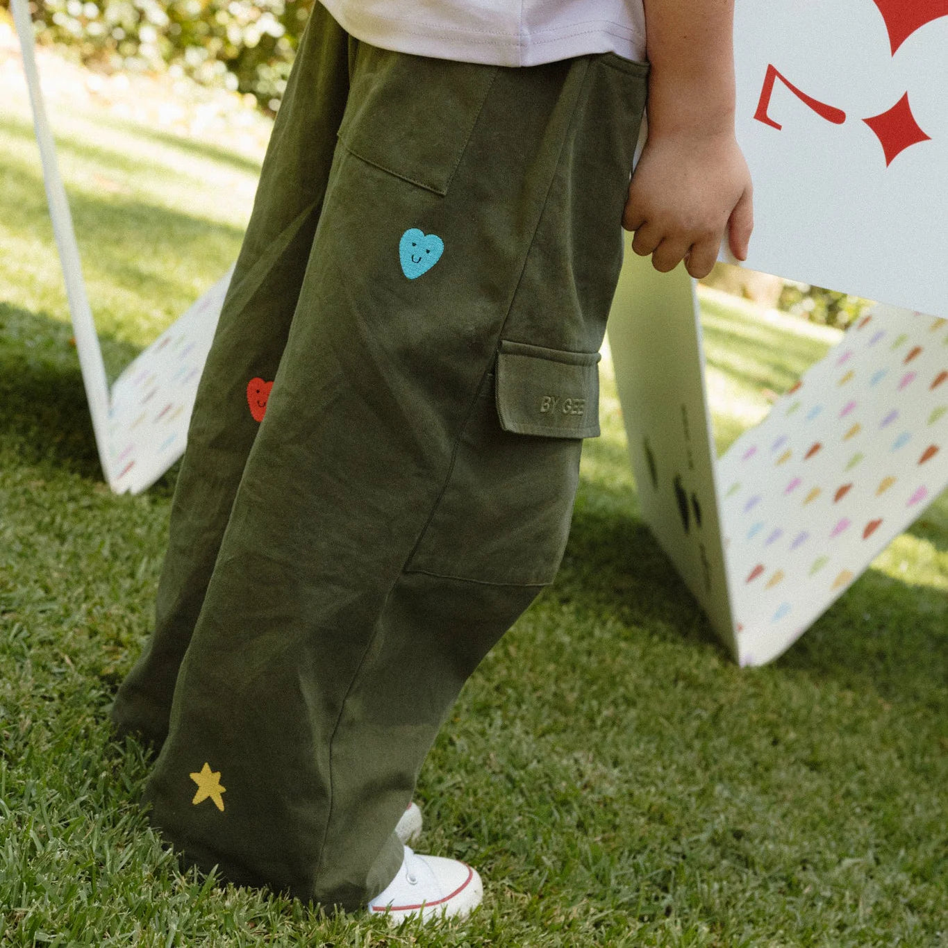 BY GEE Cropped Wide Leg Cargo Pant - Khaki