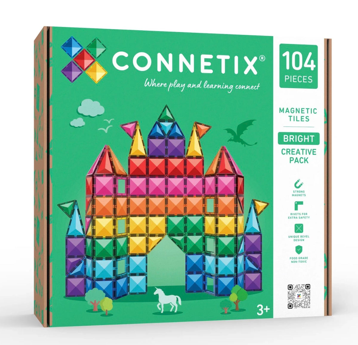 Connetix Magnetic Tiles Bright Creative Pack 104 pc - Stock arriving this week dm Nadene
