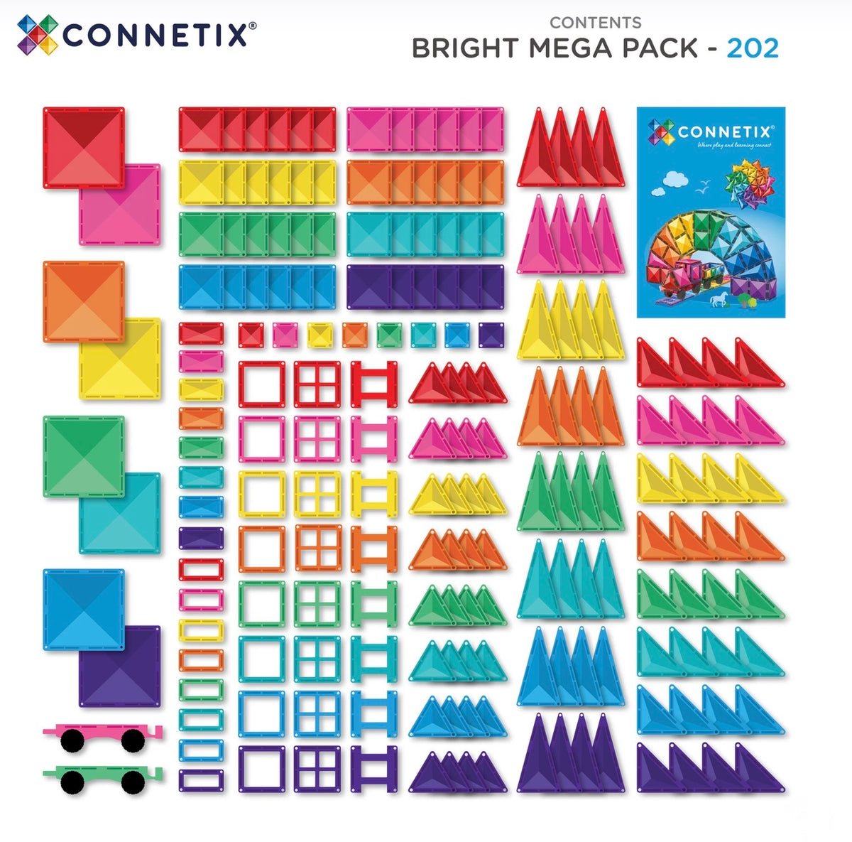 Connetix Magnetic Tiles Bright Mega Pack 202 pc - Stock arriving this week dm Nadene