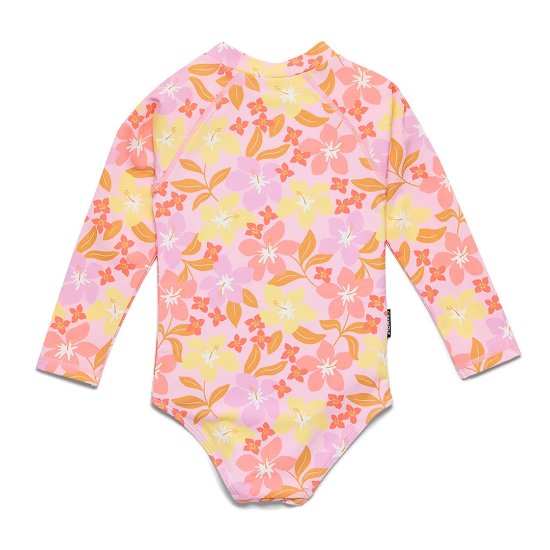 Crywolf Swimwear LONG SLEEVE SWIMSUIT Hibiscus Daze