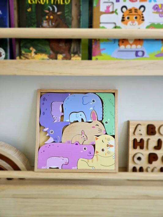 QToys Natural animals puzzle and play set