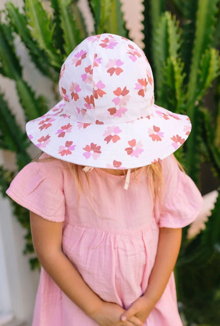 Acorn Kids Sunhats Coral Bloom Reversible Wide Brim Sunhat