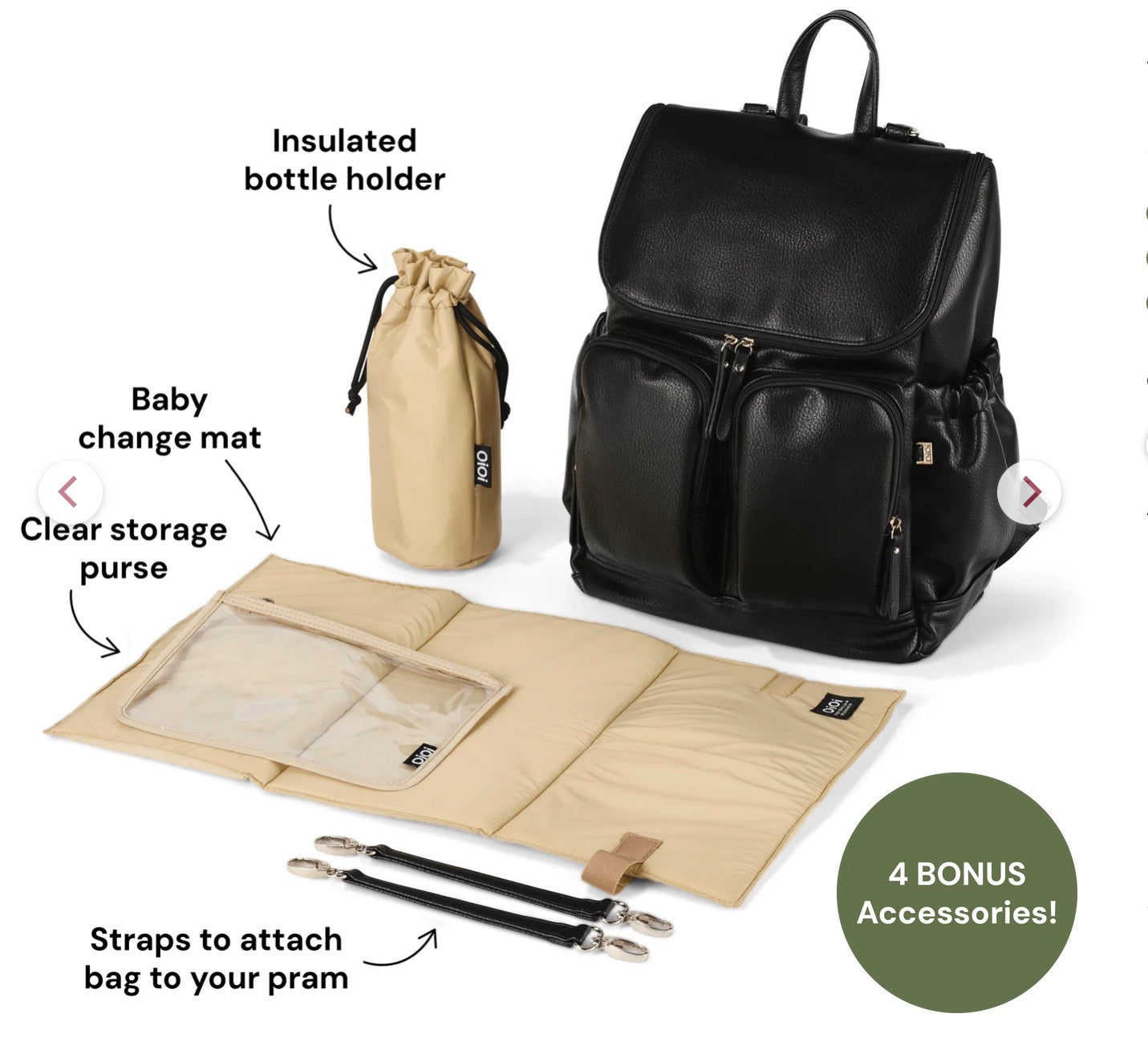 OiOi Signature Nappy Backpack Black Dimple Vegan Leather