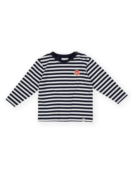Goldie + Ace Essential Stripe Logo L/S Navy/Antique White