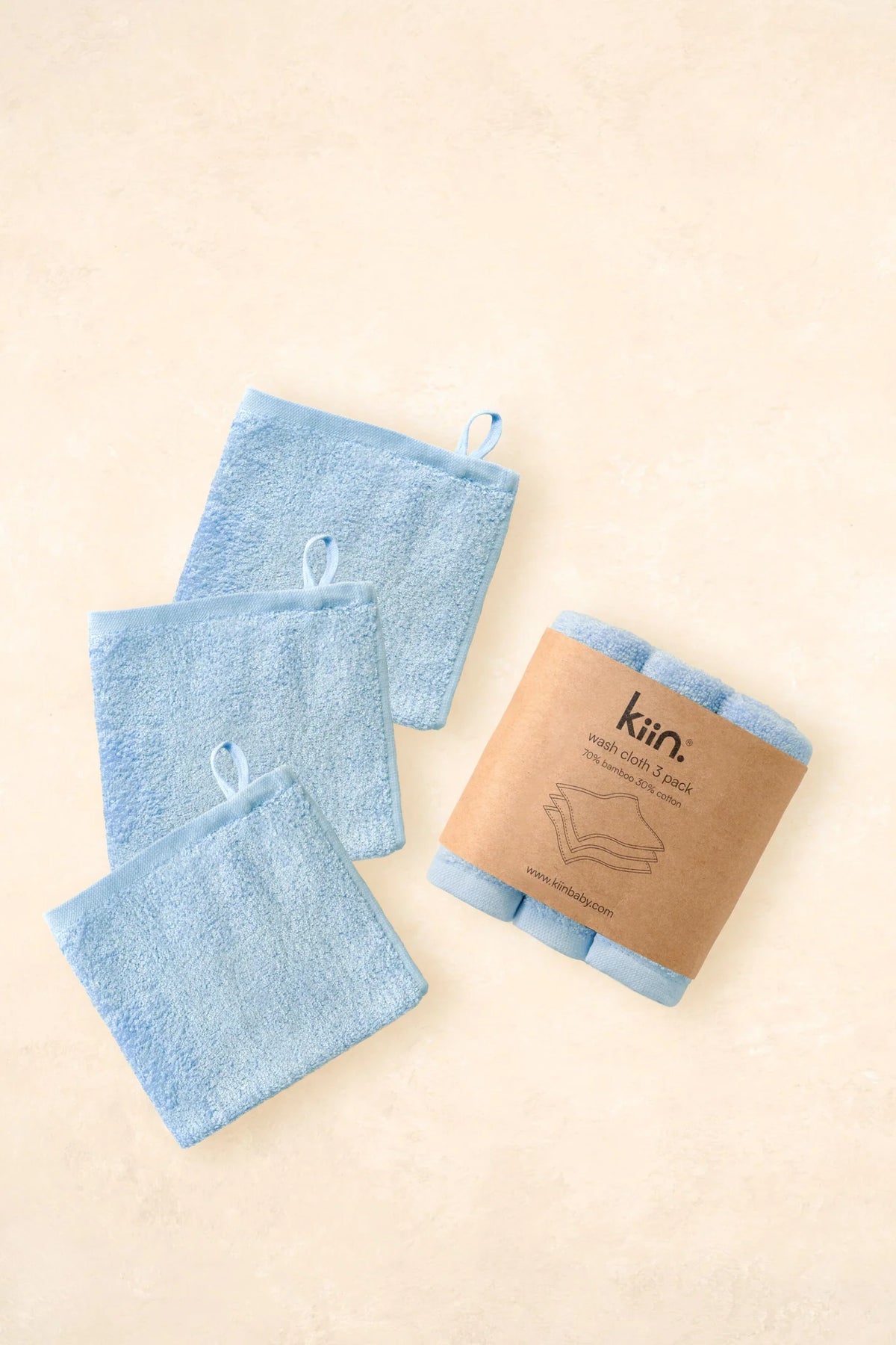 Kiin Baby Wash Cloth 3 pack Sky