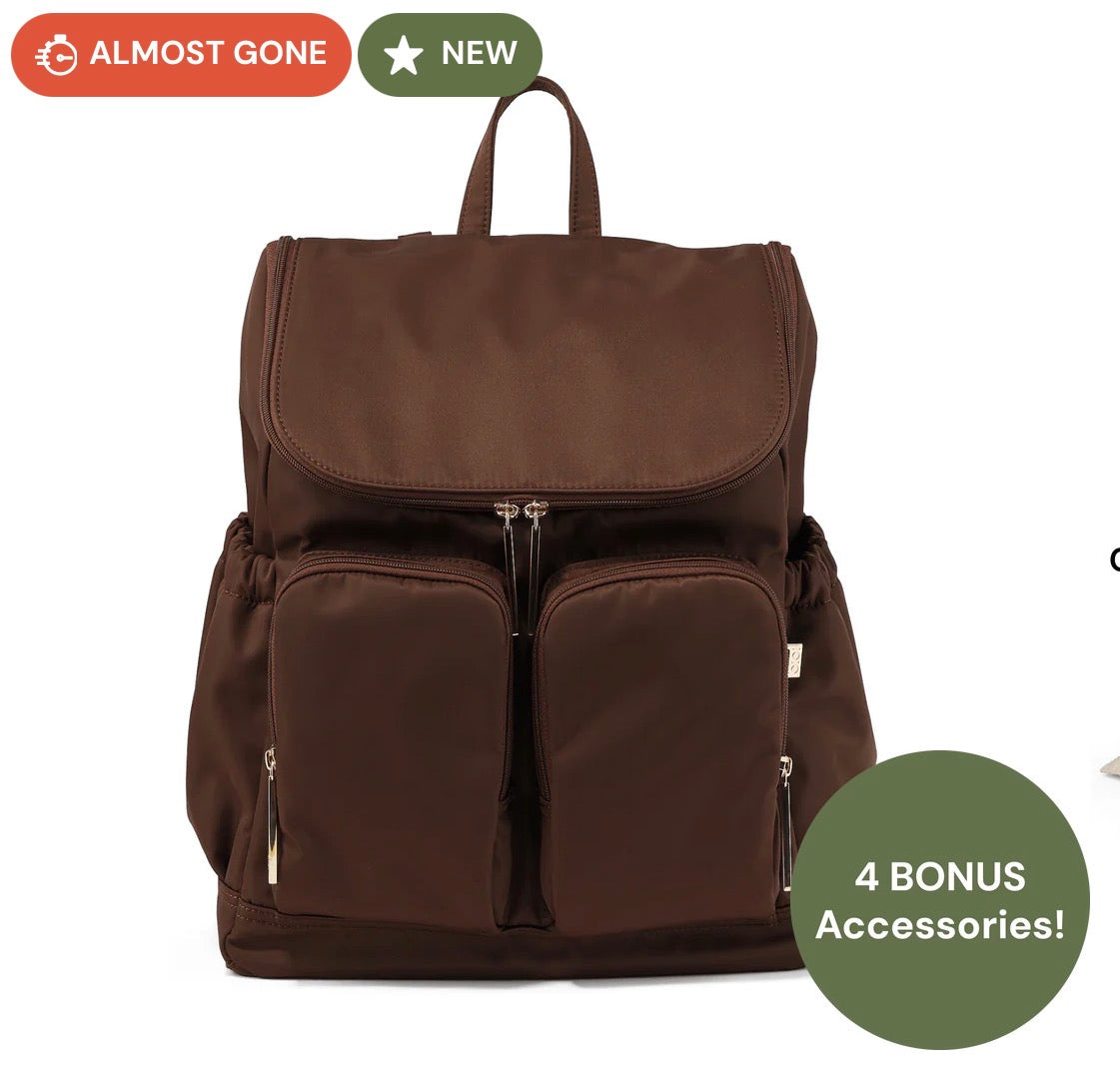 OiOi Signature Nappy Backpack - Chocolate Nylon Leather