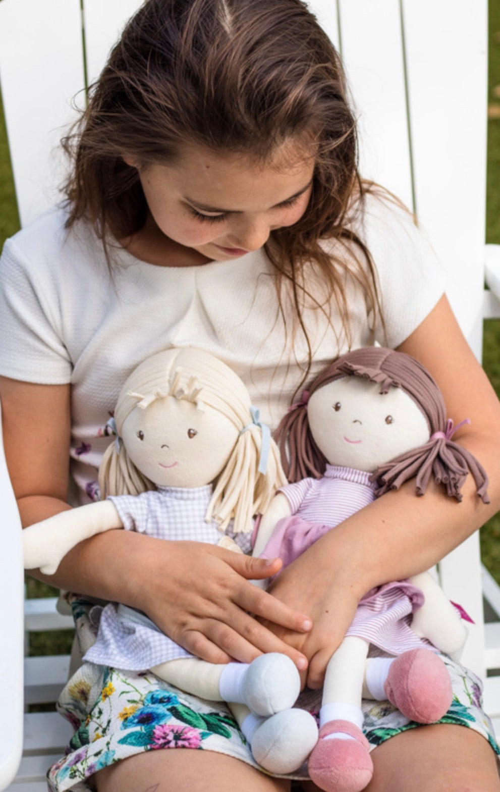 Tikiri - Bonikka Doll, Brook Rag Doll with Brown Hair & Pink Cotton Dress