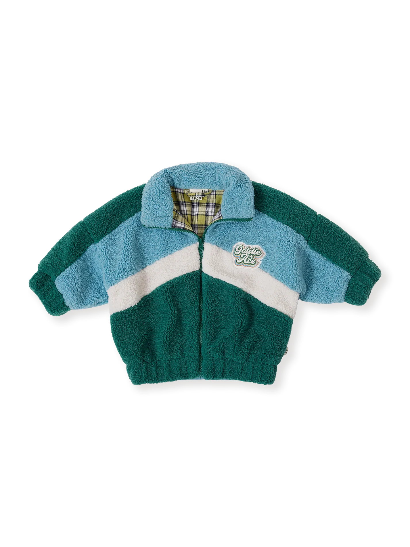 Goldie + Ace Frankie Sherpa Jacket Teal/Cream/Dark Jade