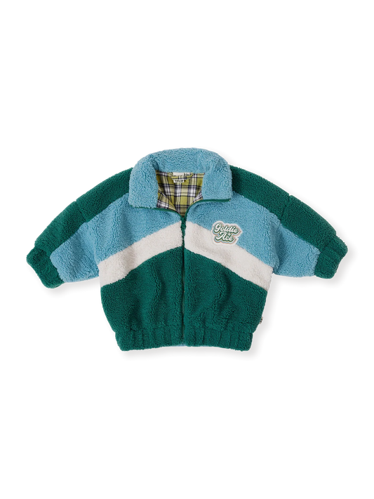 Goldie + Ace Frankie Sherpa Jacket Teal/Cream/Dark Jade