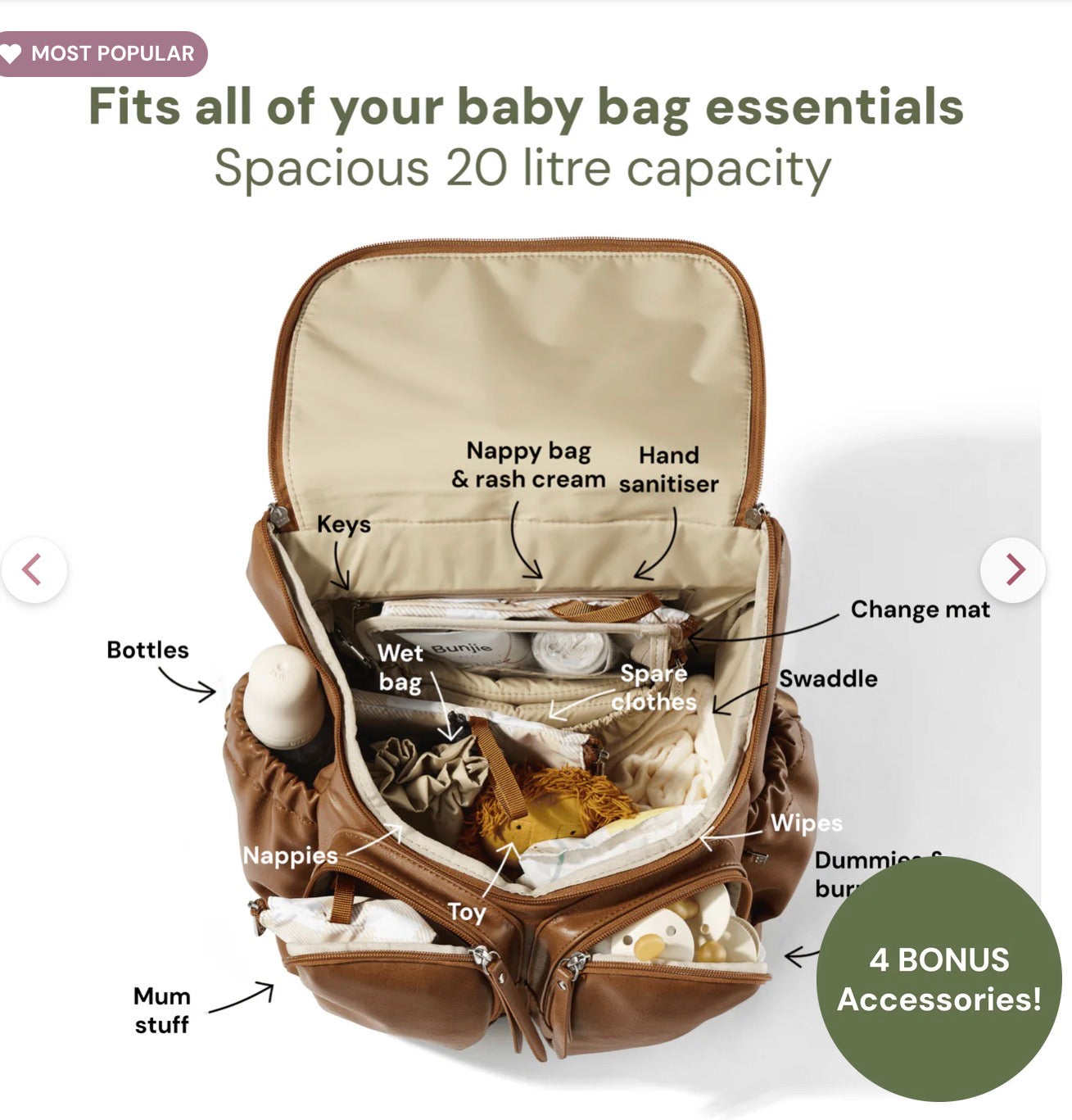 OiOi Signature Nappy Backpack Tan Vegan Leather