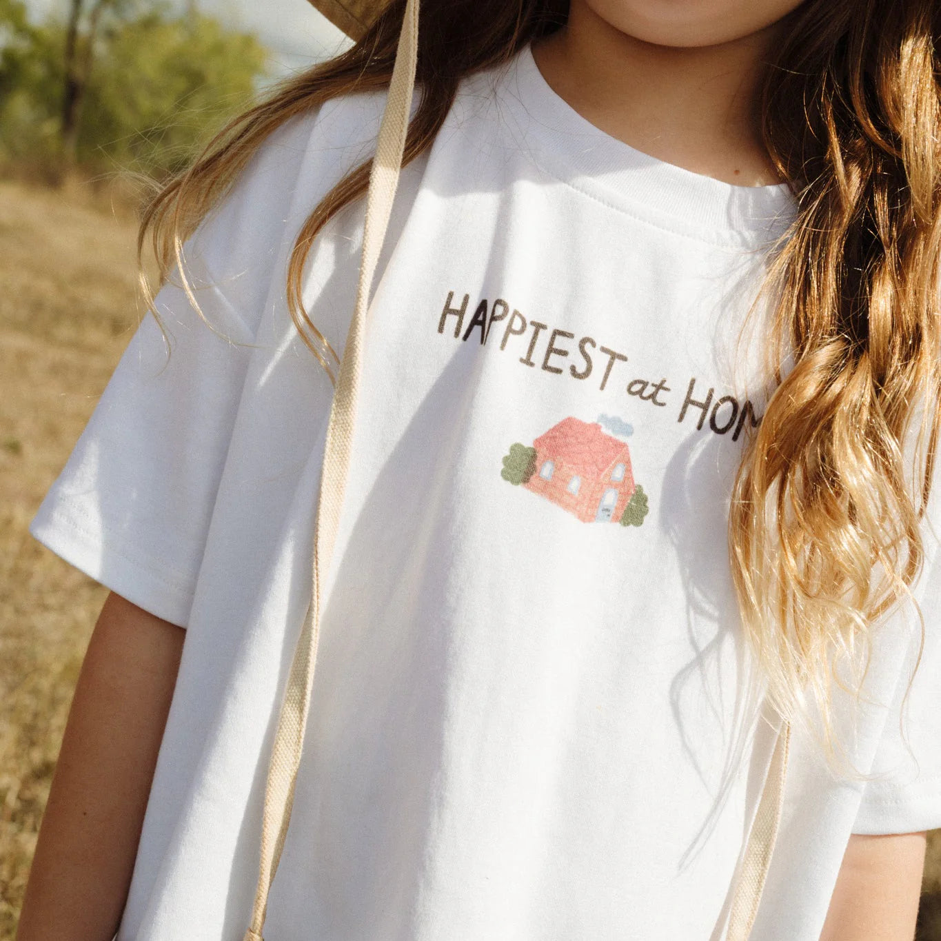 BY GEE Happy At Home Oversized Boxy Tee - White
