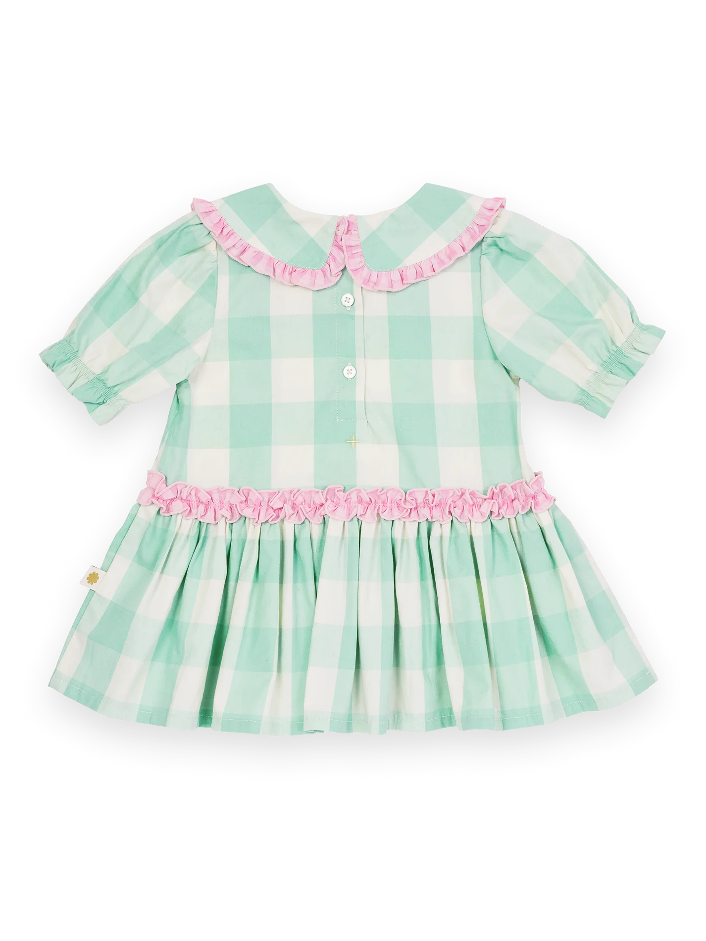 Goldie + Ace Gingham Collar Dress Green/Pink