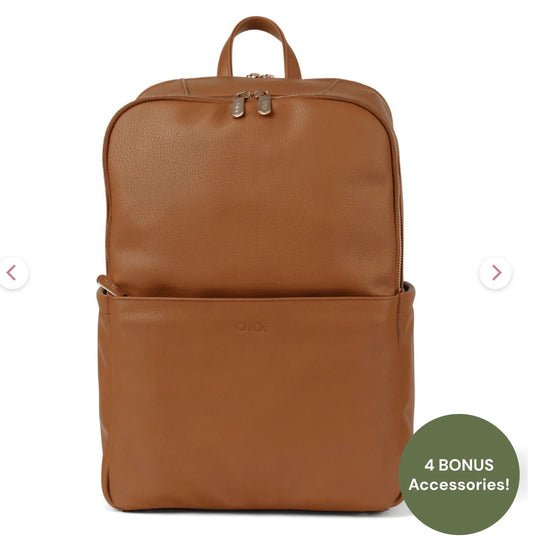 OiOi Multitasker Nappy Backpack Chestnut Vegan Leather