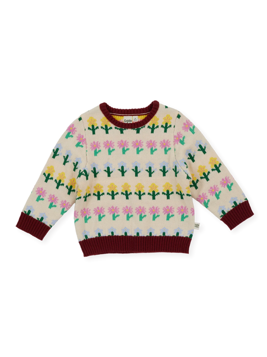 Goldie + Ace Flower Garden Knit Jumper Cream