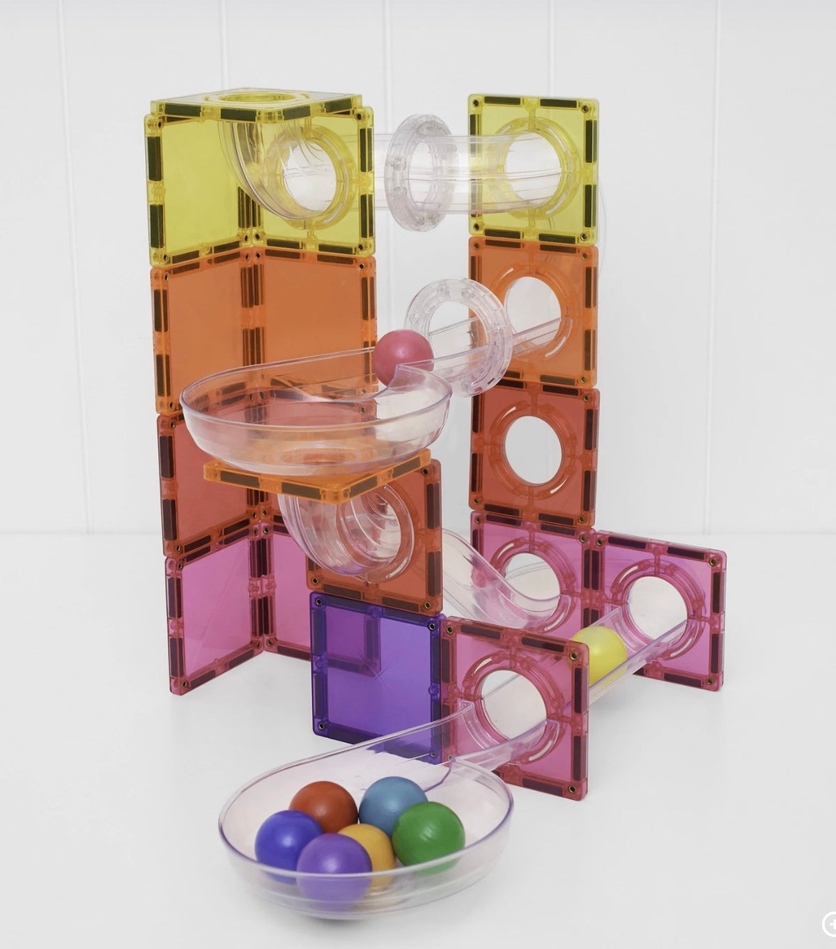 Connetix Magnetic Tiles Ball Run Bright Pack 114 pc - Stock arriving this week dm Nadene