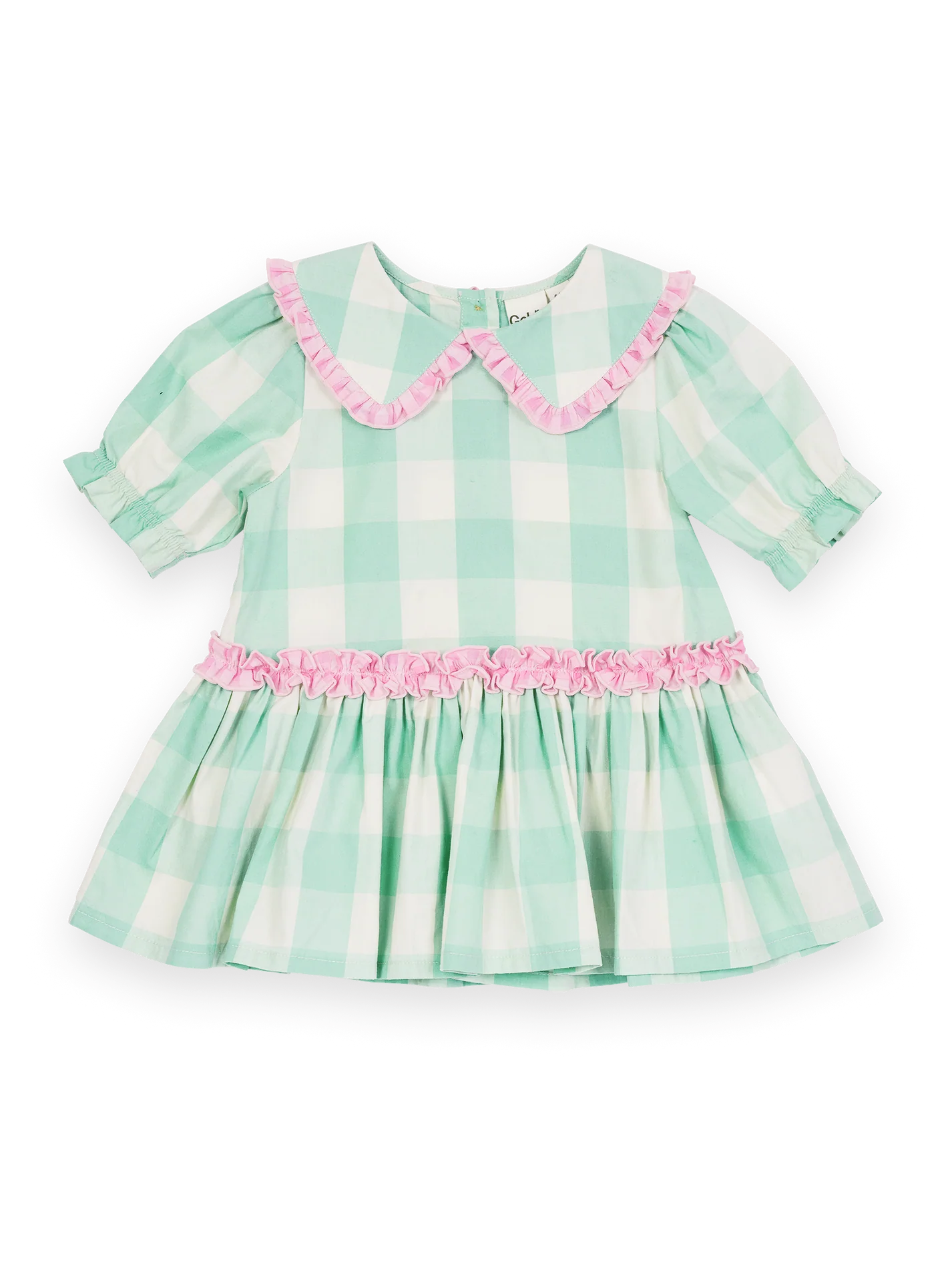Goldie + Ace Gingham Collar Dress Green/Pink
