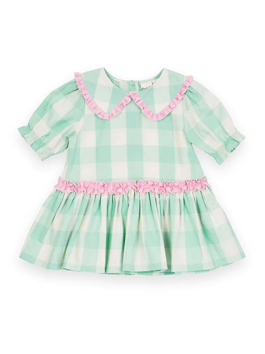 Goldie + Ace Gingham Collar Dress Green/Pink
