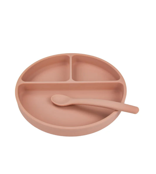 Little Eli - Silicone Suction Plate & Bendable Spoon & Storage bag - Cherry Blossom