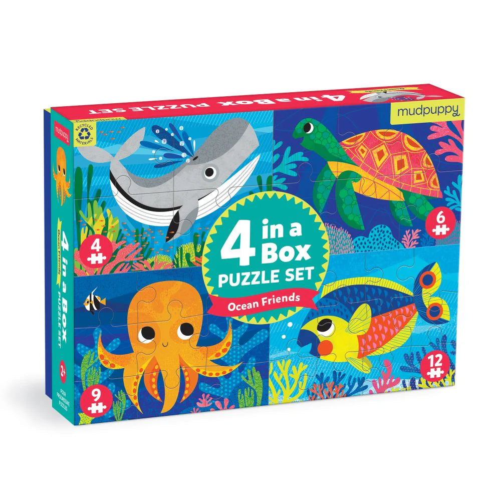 Mudpuppy 4 in a Box Puzzle Set - Ocean Friends