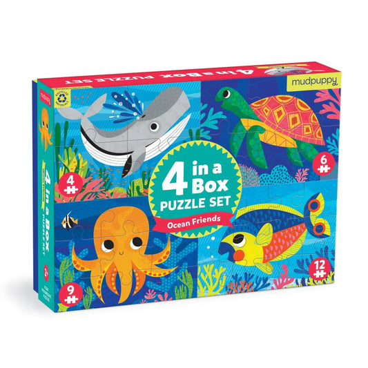 Mudpuppy 4 in a Box Puzzle Set - Ocean Friends