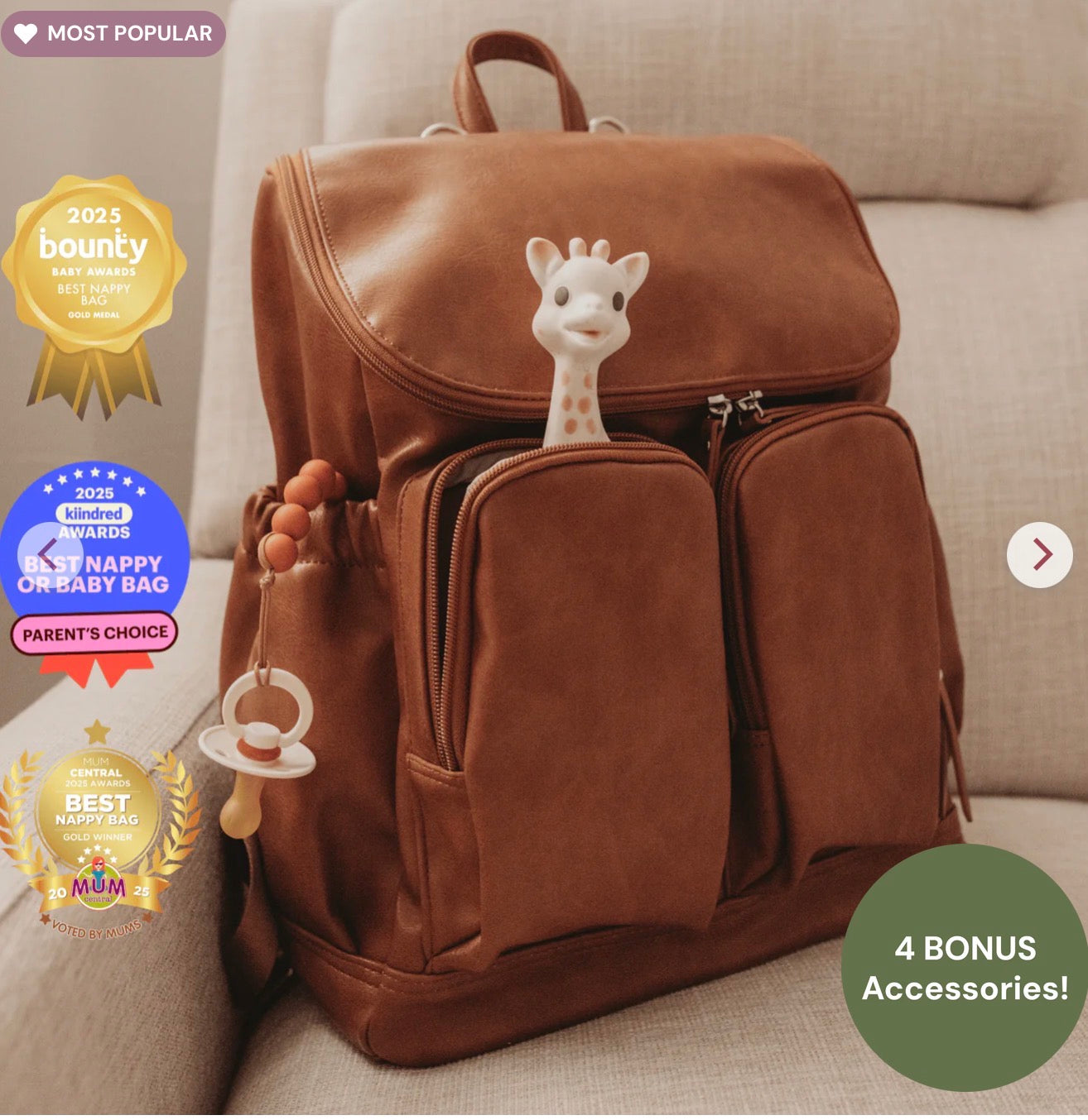 OiOi Signature Nappy Backpack Tan Vegan Leather