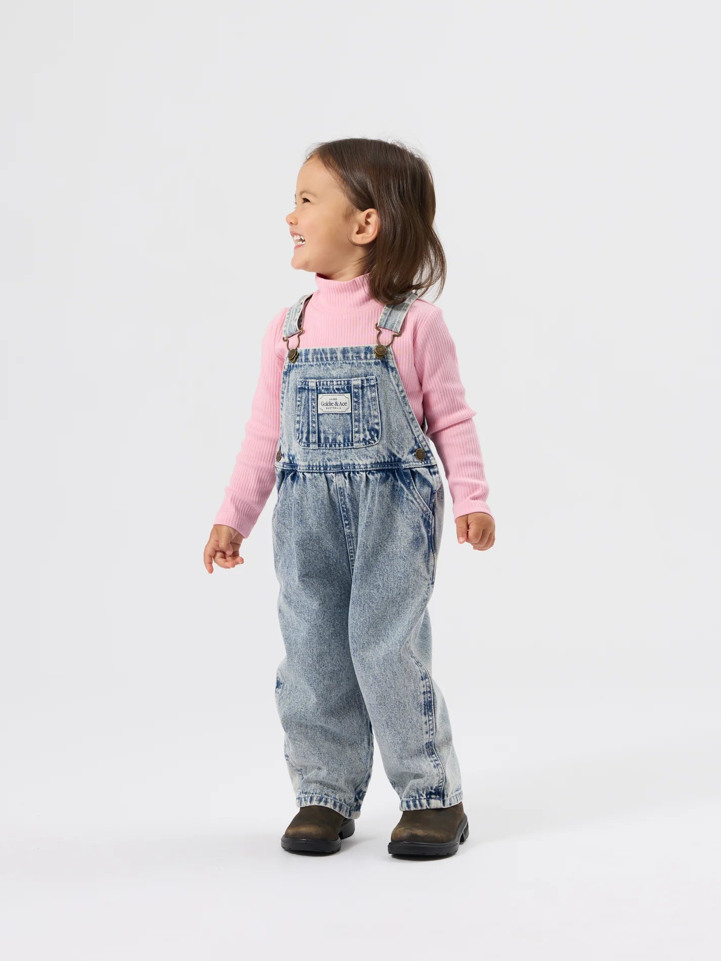 Goldie + Ace Austin Vintage Washed Light Denim Overalls